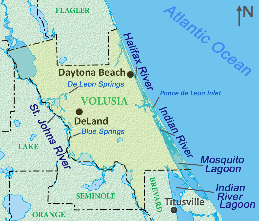 Map of pointing Volusia County manatee waters